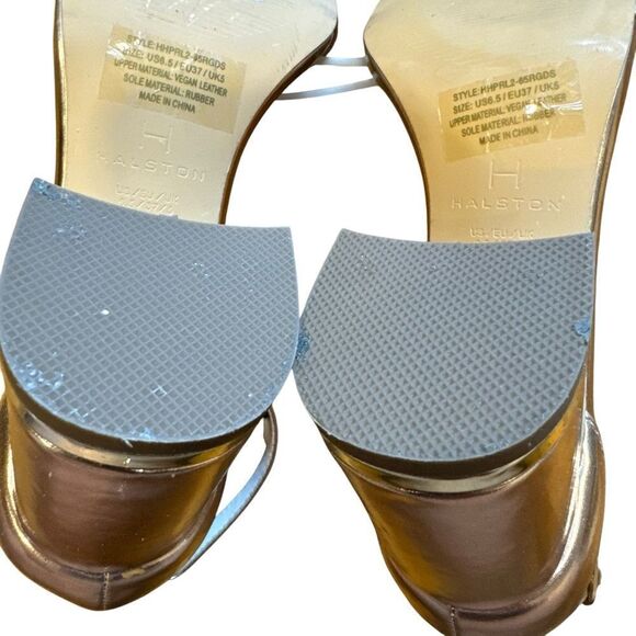 Revolve H by Halston Rose Gold and Silver Practical Block Heel Sandals NWOT - Picture 10 of 12